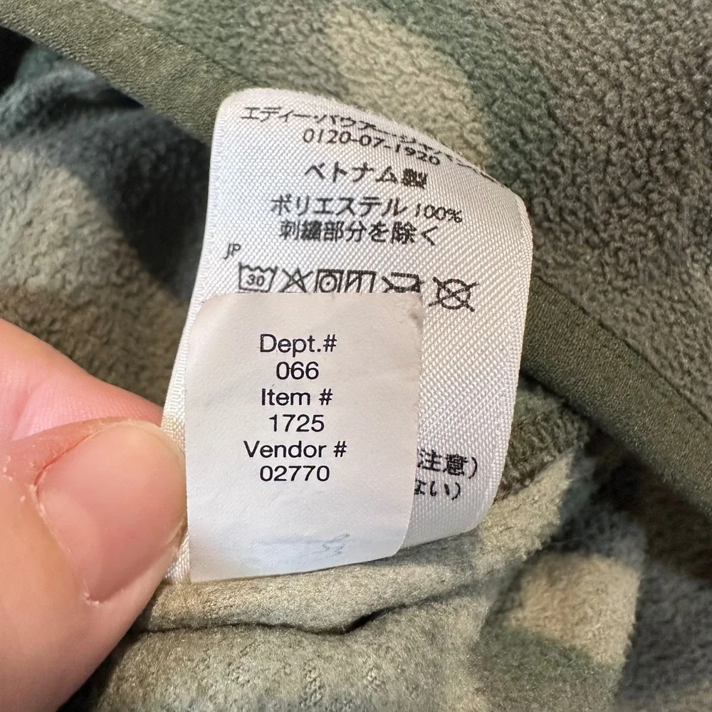 Eddie‎ Bauer Fleece Pullover Mens XL Green Camo Snap Neck Outdoor Gorpcore